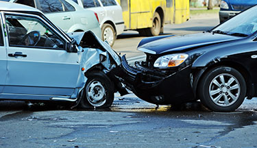 Collision between two cars.